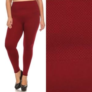 Red Wine Fleece Legging With Tummy Control